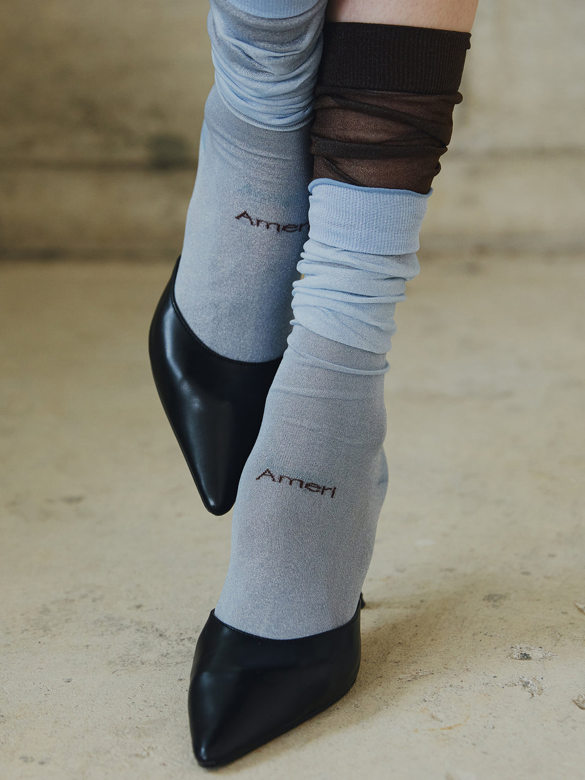 【Tabio×Ameri】SHEER LOGO HIGH SOCKS