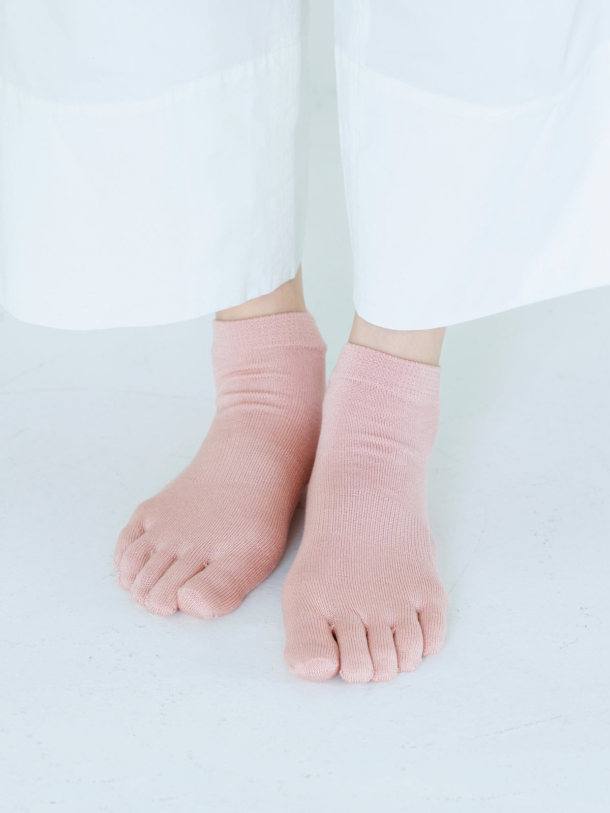 【絹肌Labo】シルク混 五本指ショートソックス / 22.5-24.5cm