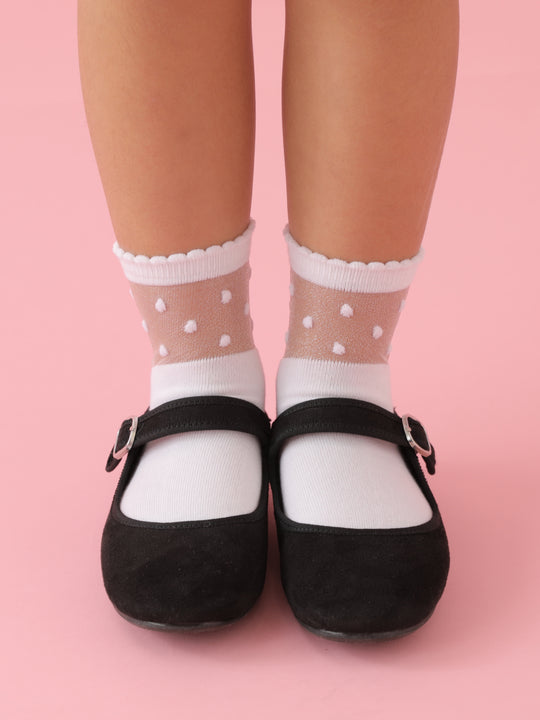 【3足1,485円】キッズ チュールドットショートソックス / 16-18cm