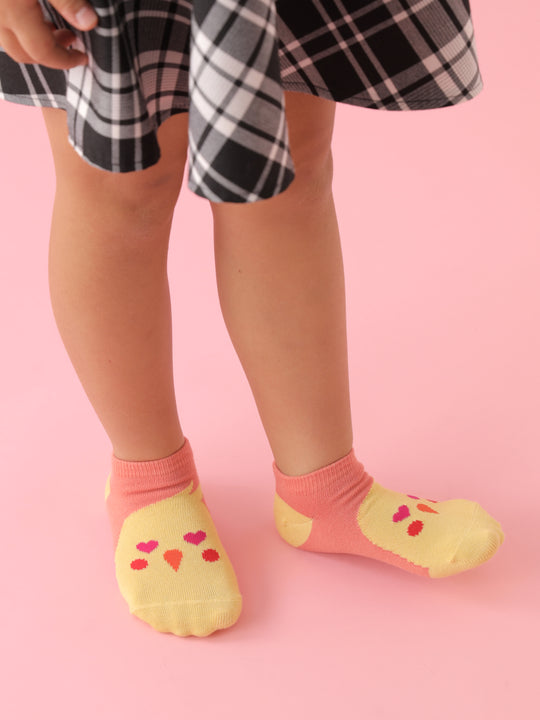 【3足1,485円】キッズ バレンタイン限定 動物いろいろスニーカー丈ソックス / 19-21cm