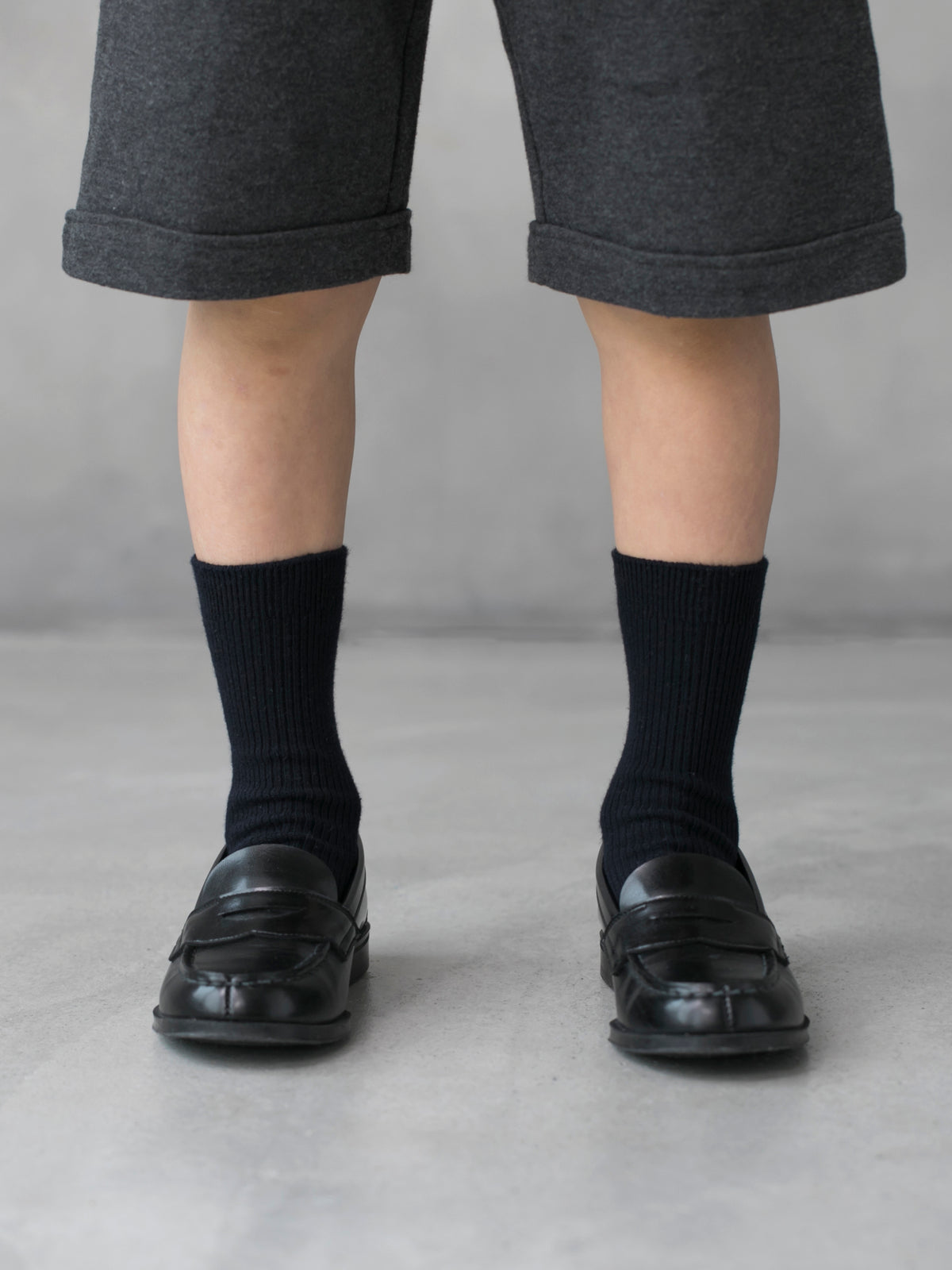 【キッズ】 2×1リブソックス 滑止め付き / 13-15cm