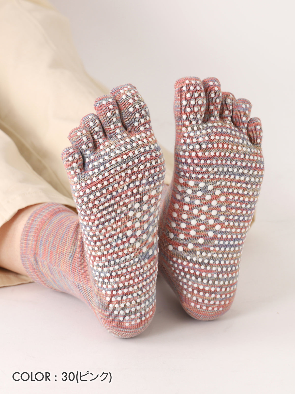 【整脚Labo】New綿混五本指ツボ押しショートソックス / 22.0~24.0cm