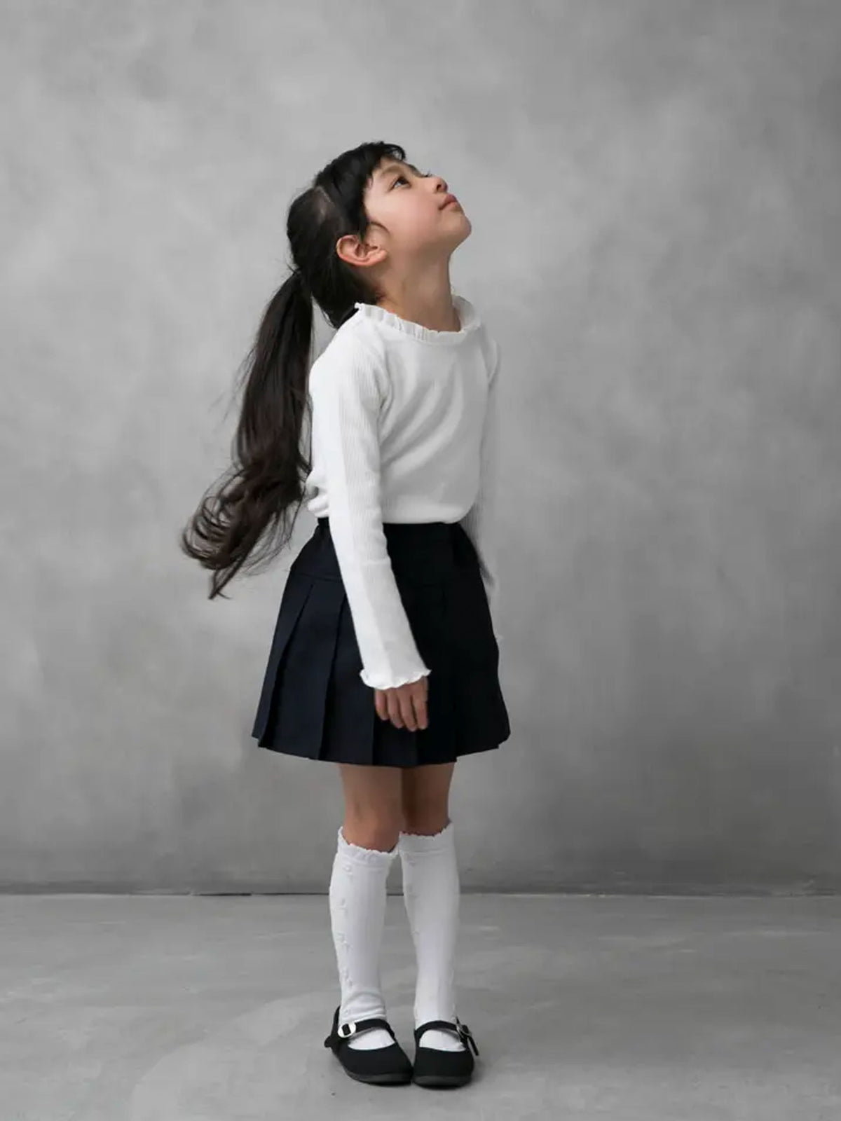 【キッズ】 フロートリボン柄ハイソックス / 16-18cm