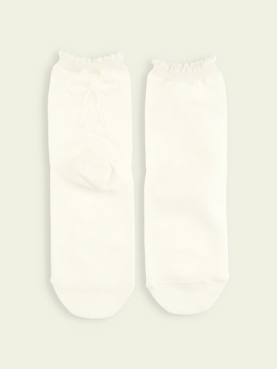 【3足1,485円】キッズ バックフロートリボンショートソックス / 13-15cm