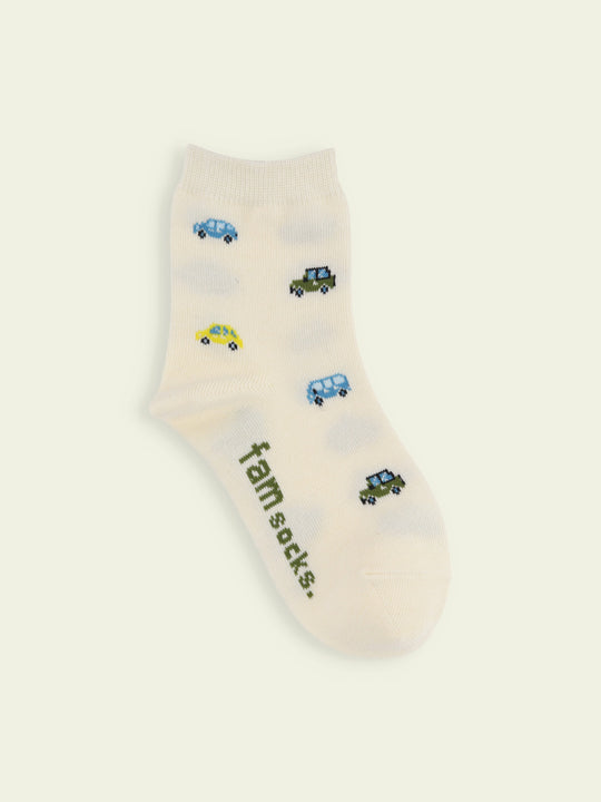 【3足1,485円】キッズ くるま柄ショートソックス / 19-21cm