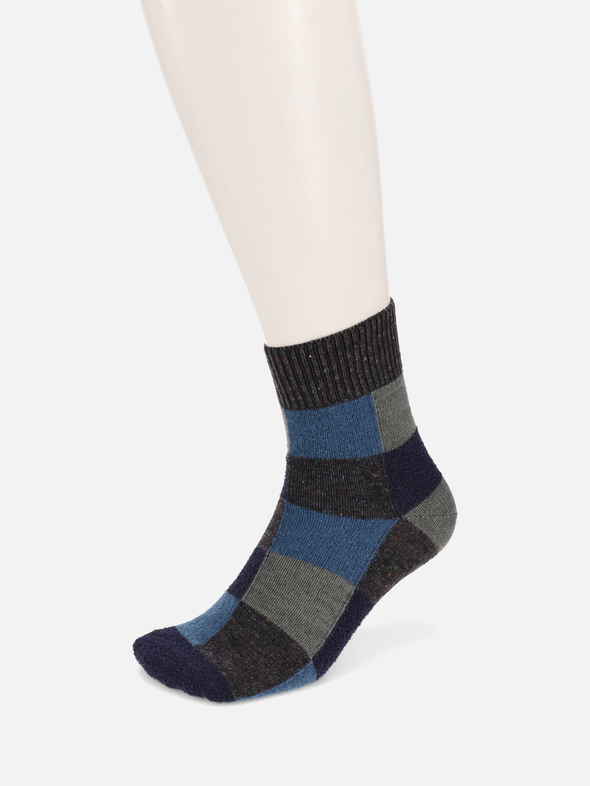 【Tabio MEN】ウールネップ異素材ブロックショートソックス
