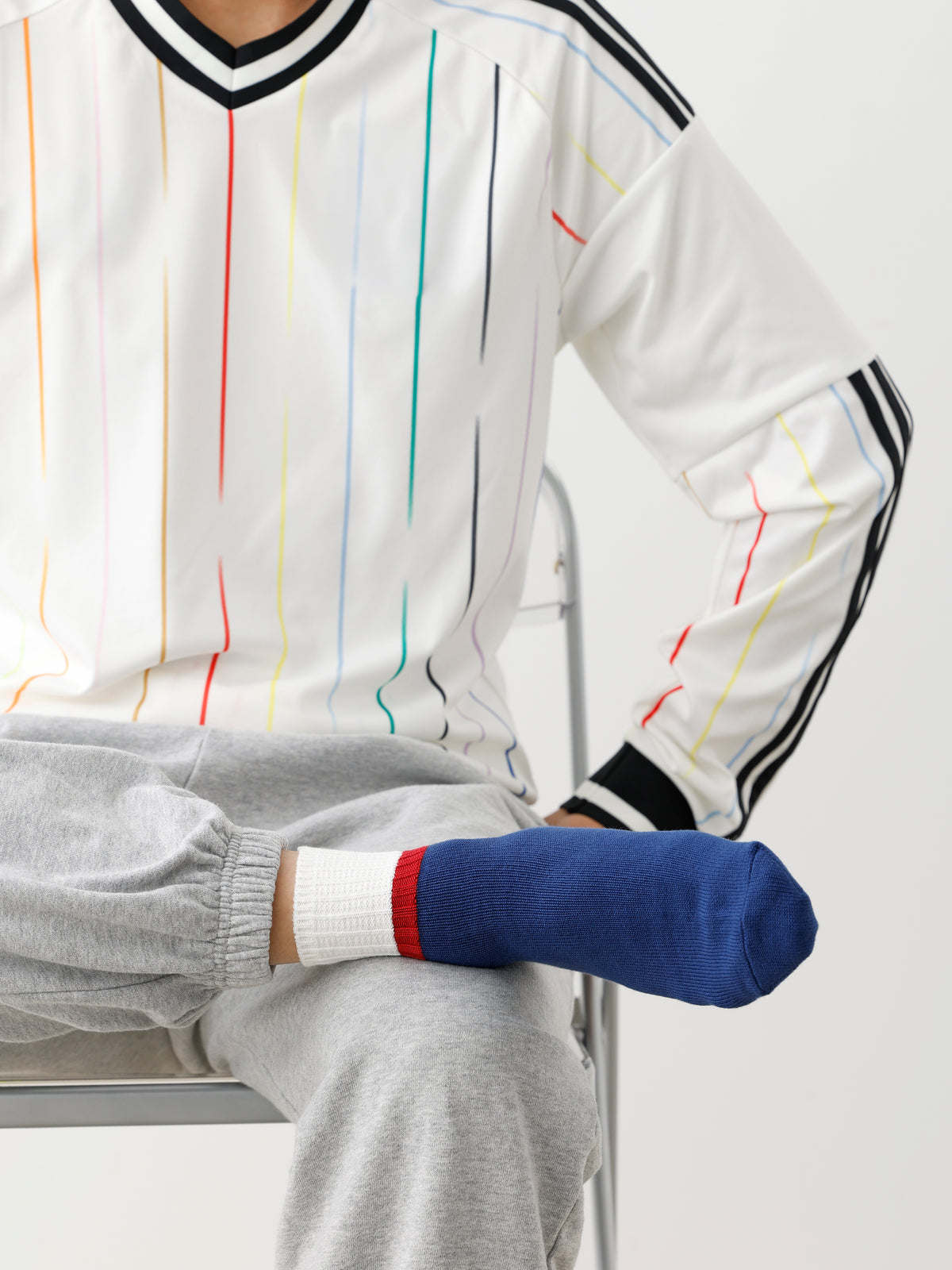 【Tabio MEN】サッカー応援 ハーフカラーラインショートソックス