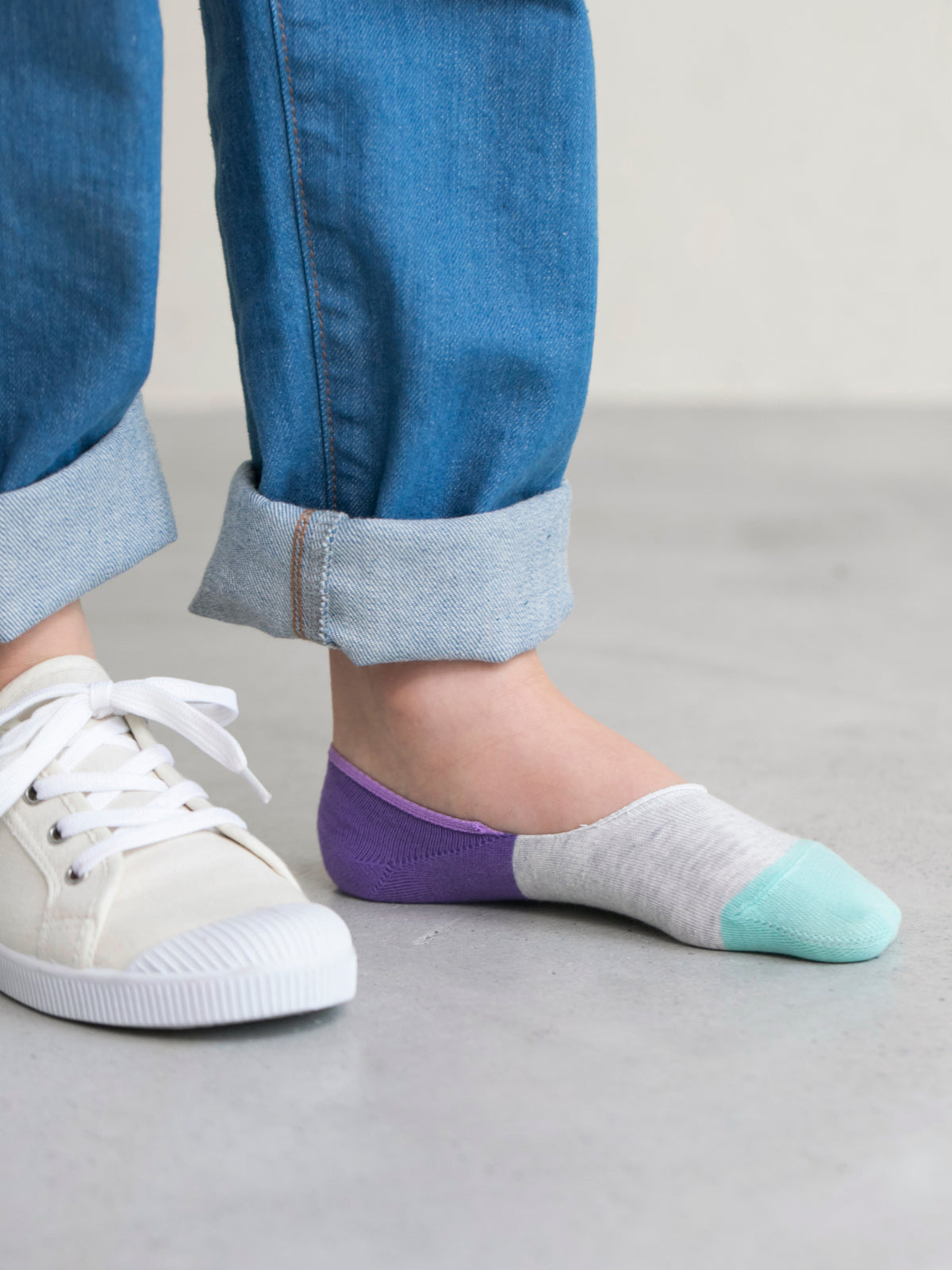 【キッズ】トリコロールカバーソックス 滑り止め付き / 19-21cm