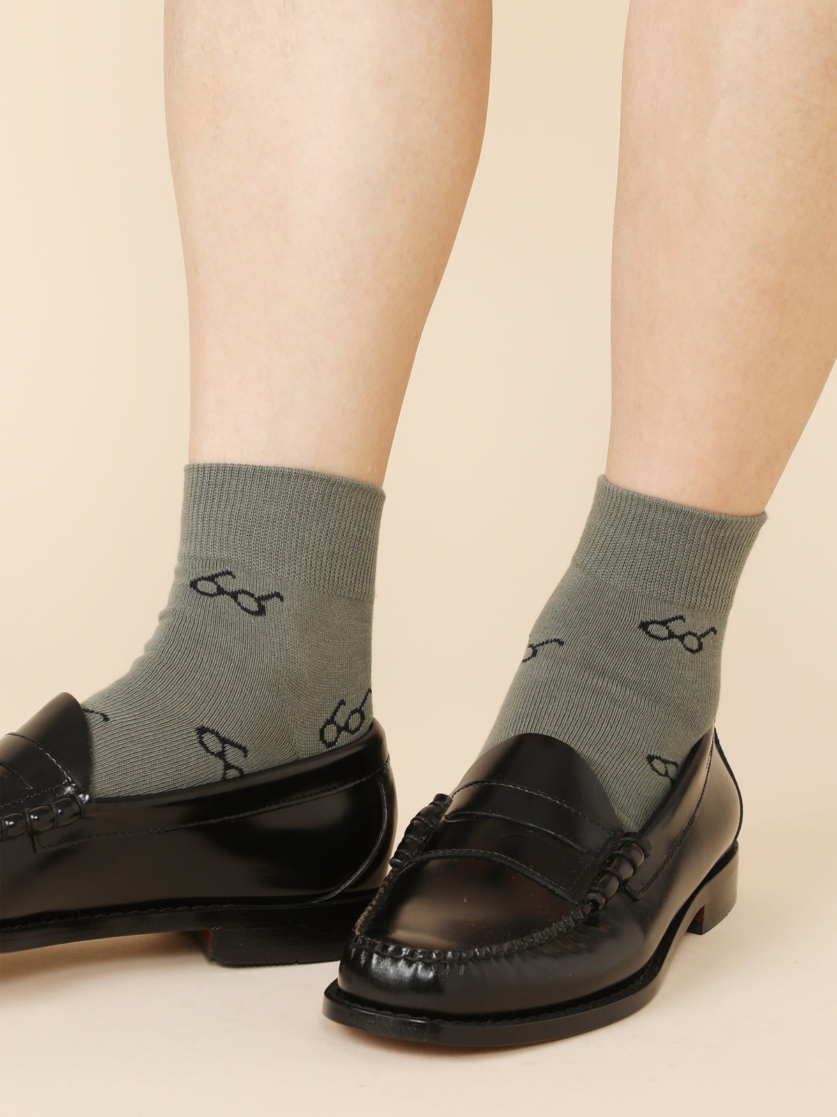 【3足1,485円】メンズ めがね&サングラス柄ショートソックス