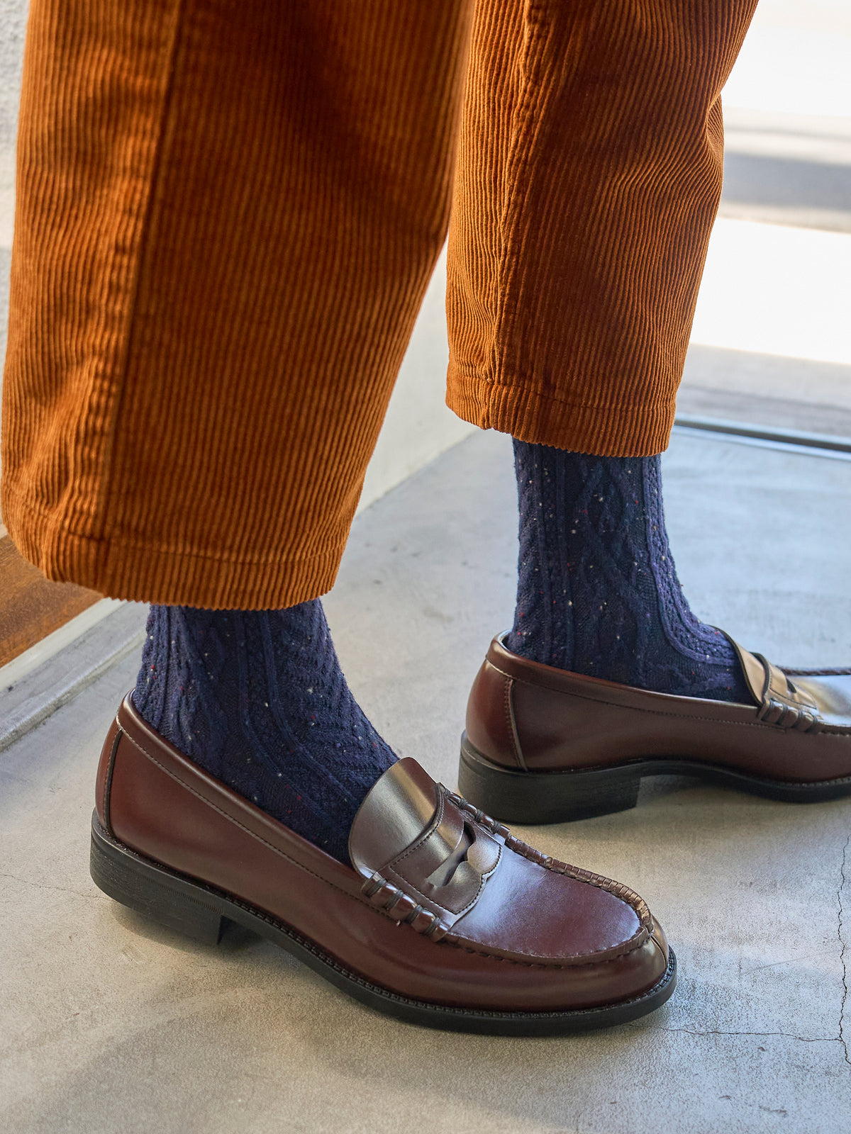 【Tabio MEN】 紡毛アランケーブルソックス(27.0~29.0cm)