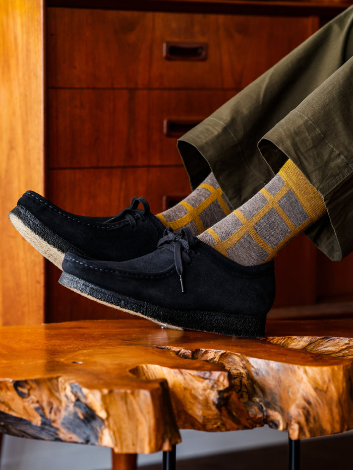 【Tabio MEN】ウール混ウィンドウペンショートソックス