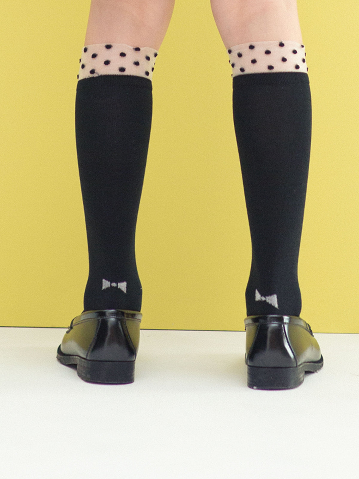 【キッズ】 履口チュールドット柄ハイソックス / 19-21cm