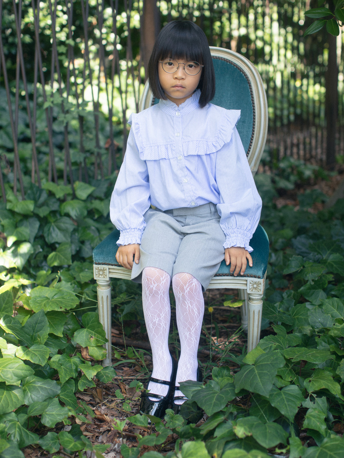 【キッズ】レーシーフラワーセレモニータイツ / 95-115cm