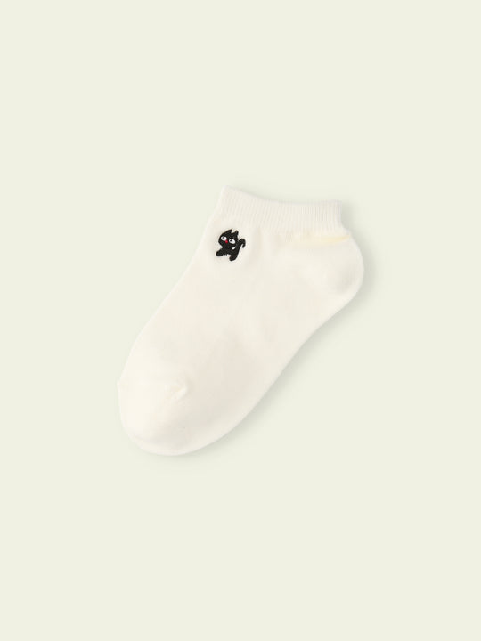 【3足1,485円】キッズ いろいろ刺繍スニーカー丈ソックス / 13-15cm