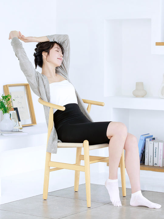 【絹肌Labo】コットンシルク混 レギンス5分丈