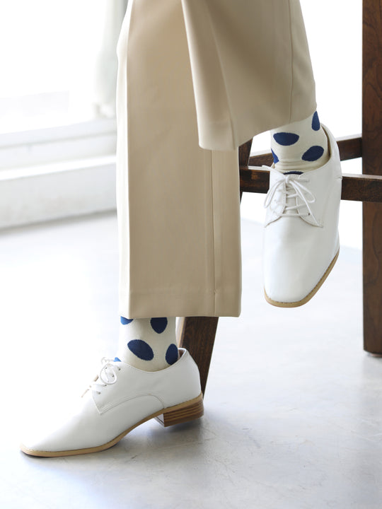 カットソービッグドット柄ショートソックス