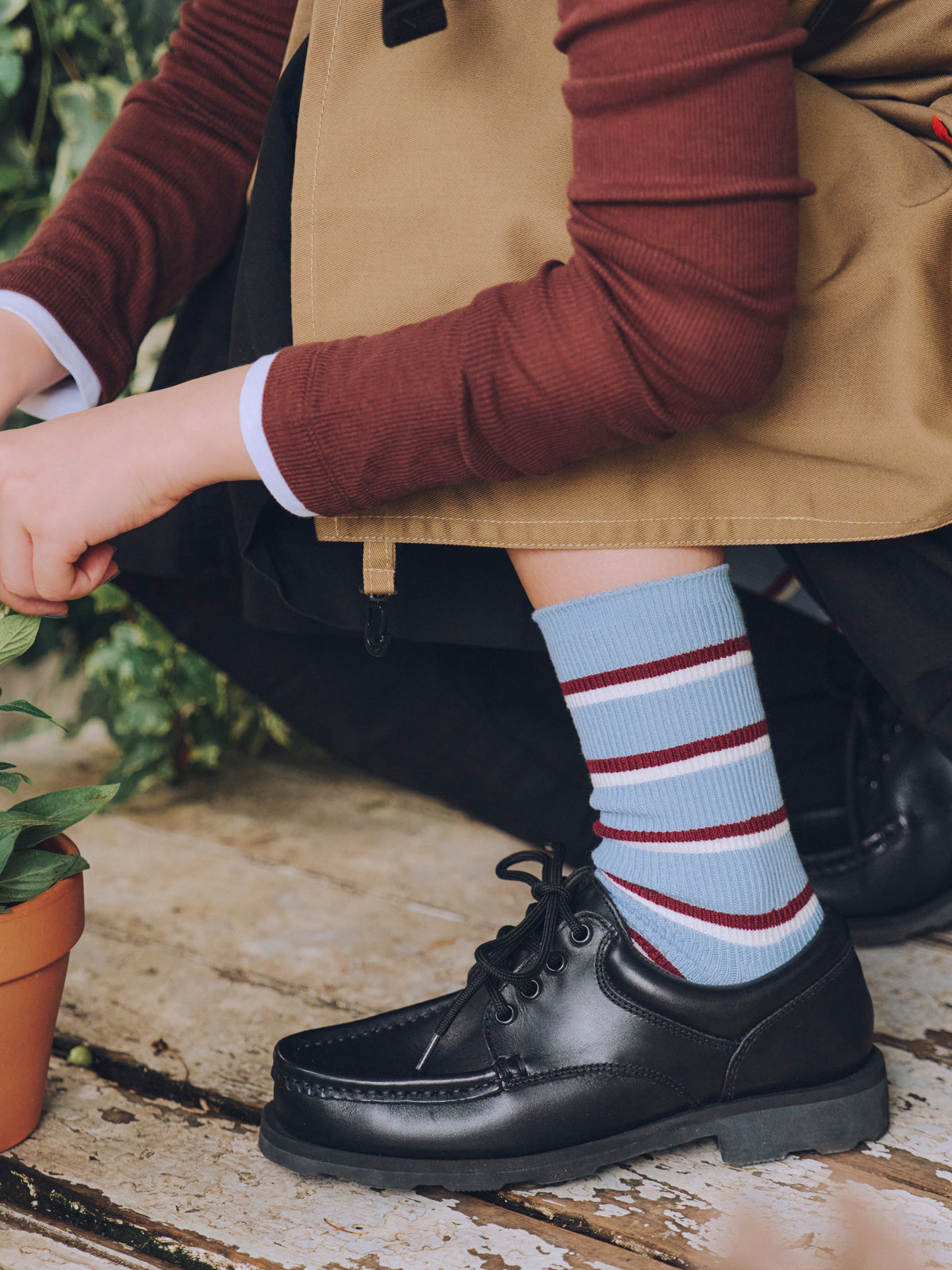 プレッピーリブボーダーソックス