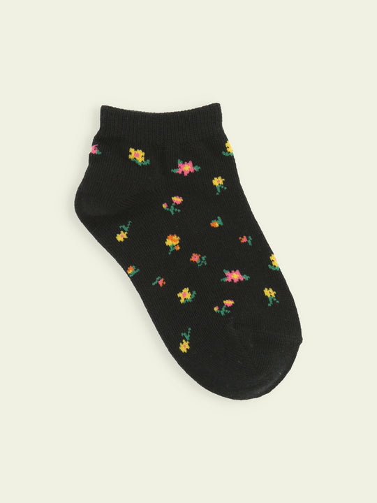 【3足1,485円】キッズ 小花柄スニーカー丈ソックス / 16-18cm