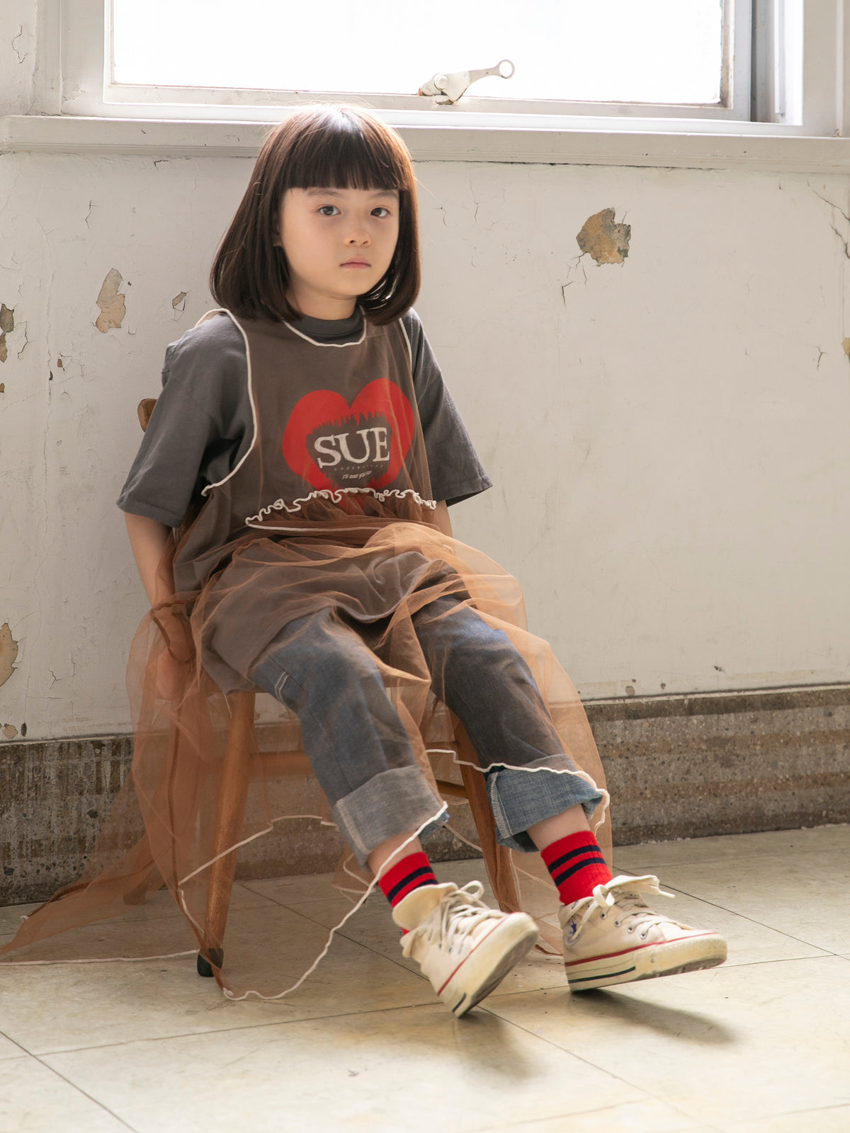 【キッズ】綿混リブ2本ラインショートソックス / 16-18cm