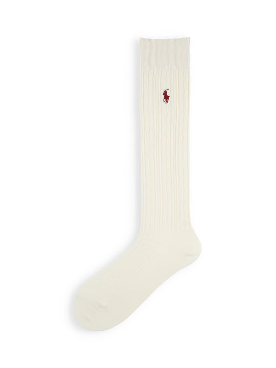 POLO ポニー刺繍ケーブル柄ハイソックス