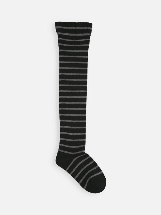 【キッズ】ピンボーダーオーバーニーソックス / 16-18cm