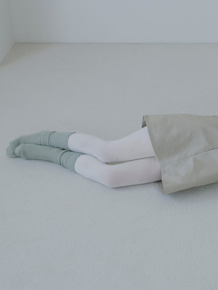 【キッズ】80デニールフラワー柄タイツ / 95-115cm