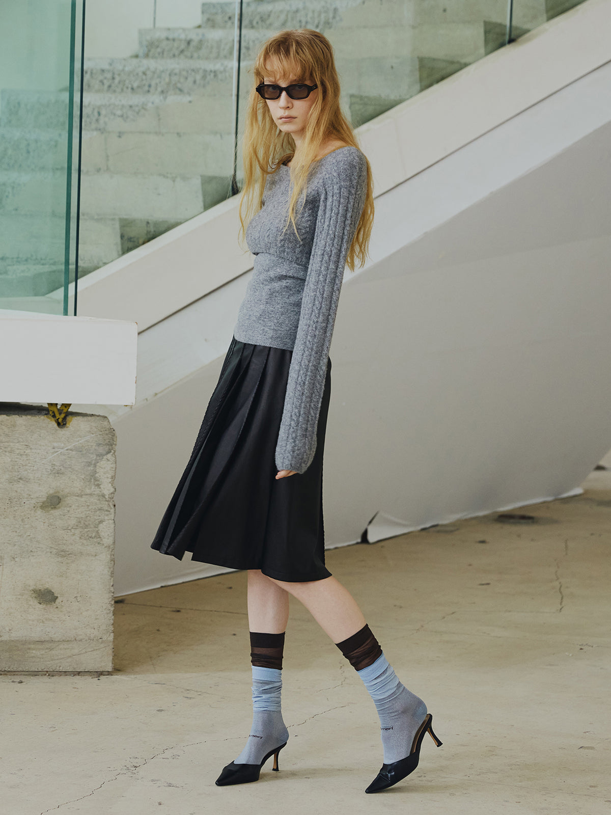 【Tabio×Ameri】SHEER LOGO HIGH SOCKS