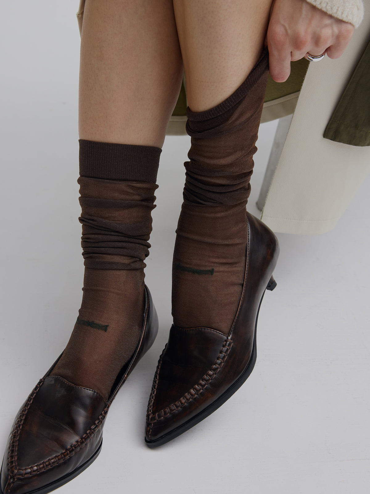 【Tabio×Ameri】SHEER LOGO HIGH SOCKS