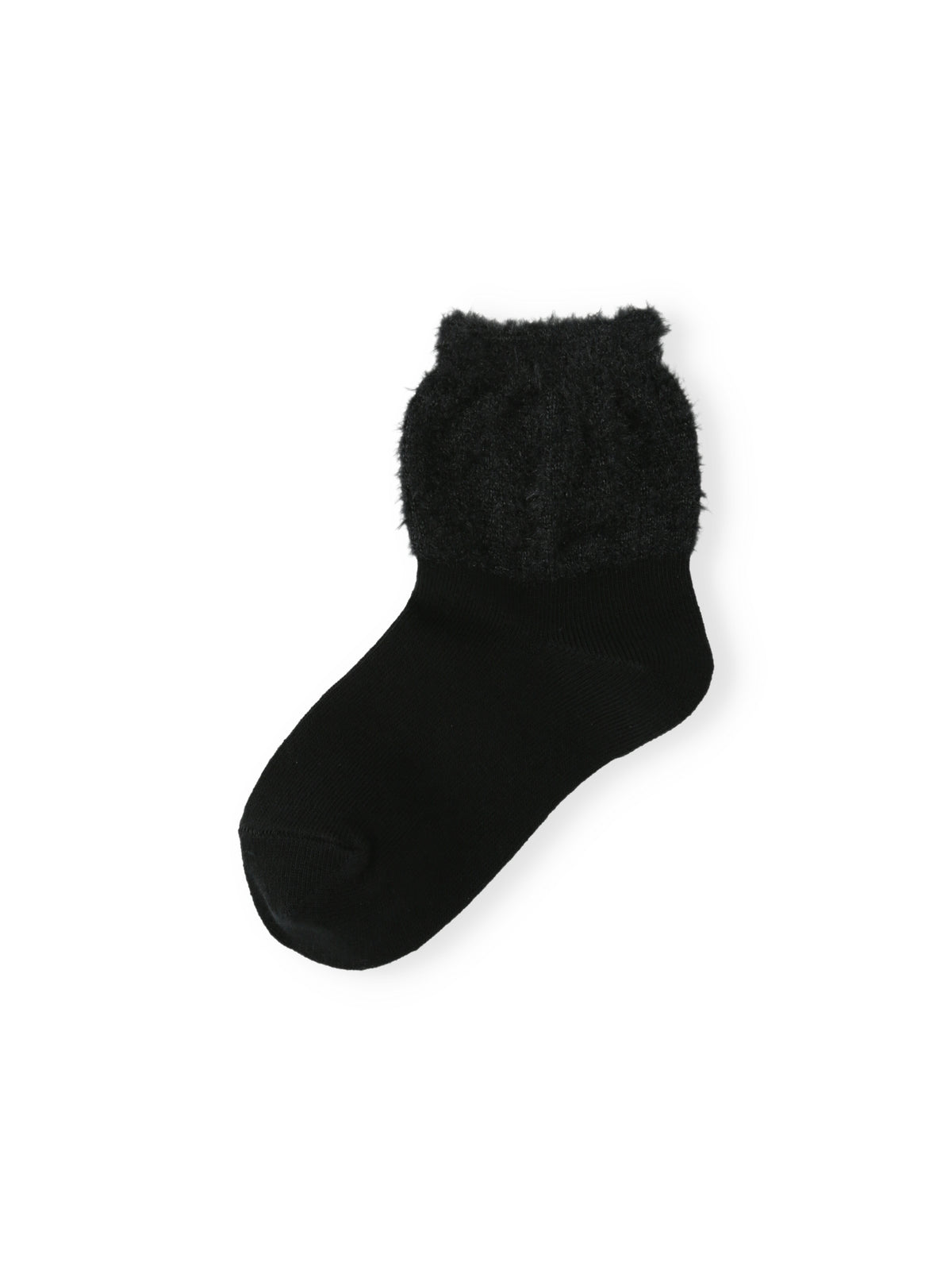 【3足1,485円】トップ切替モールショートソックス  / 13-15cm - クロ