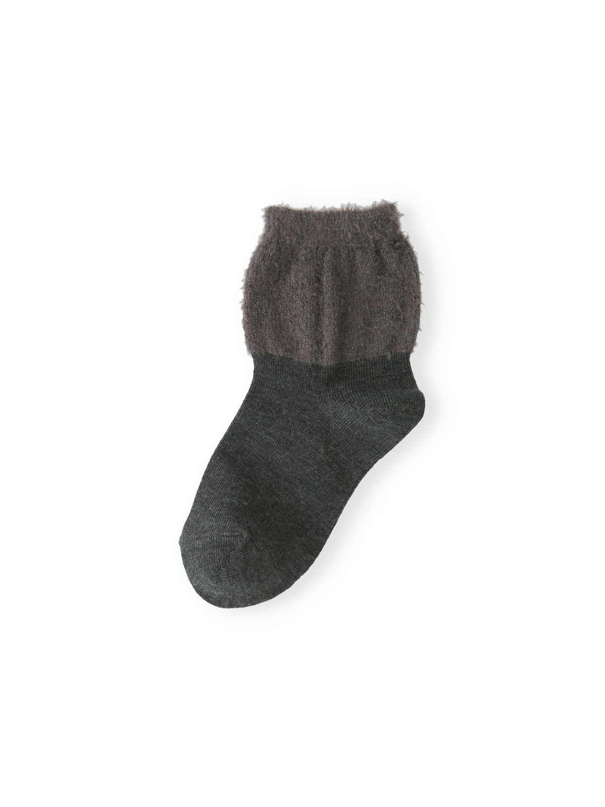 【3足1,485円】トップ切替モールショートソックス  / 13-15cm - チャコールモク