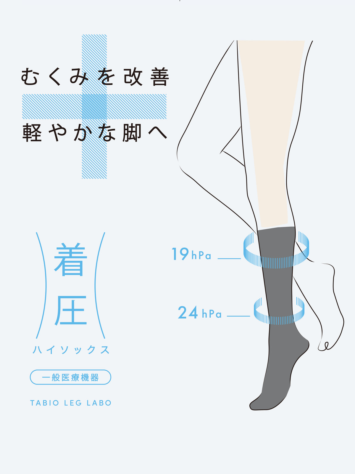 【美脚Labo】弾性ハイソックス ※厚手着圧ハードタイプ