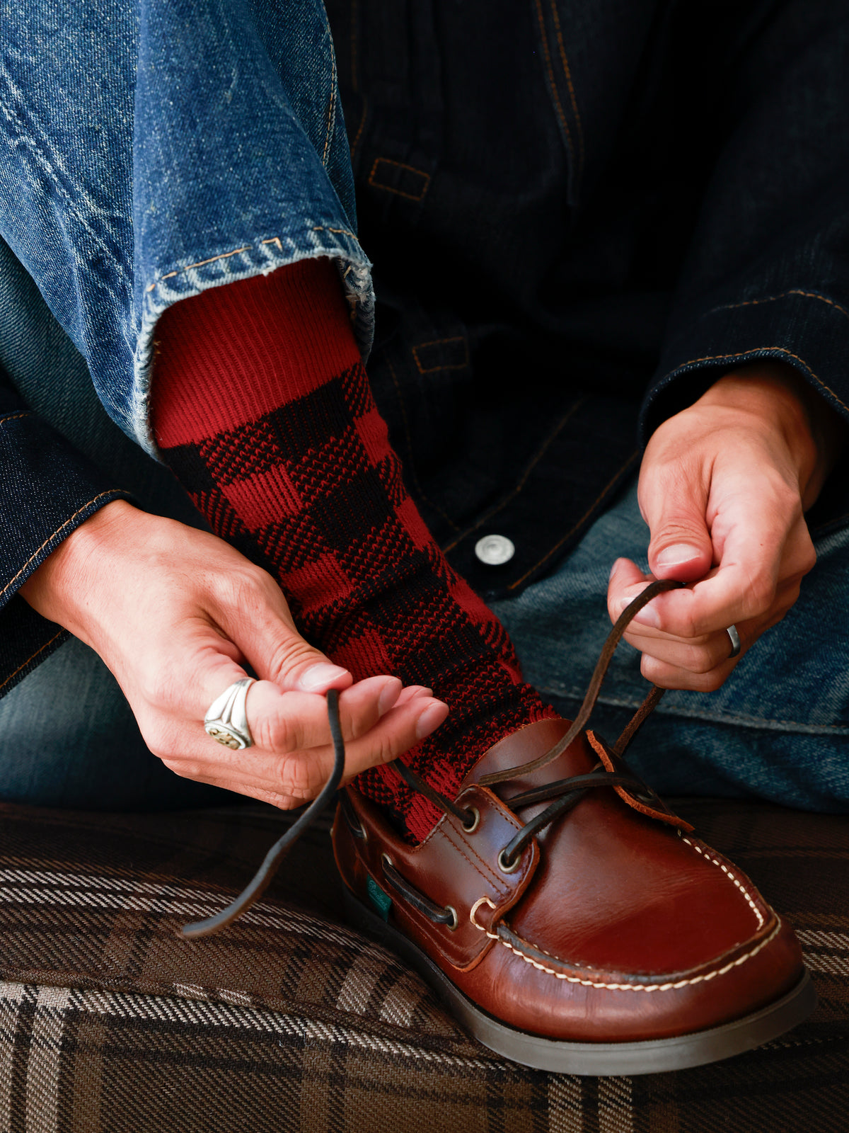 【Tabio MEN】バッファローチェックジャカードソックス