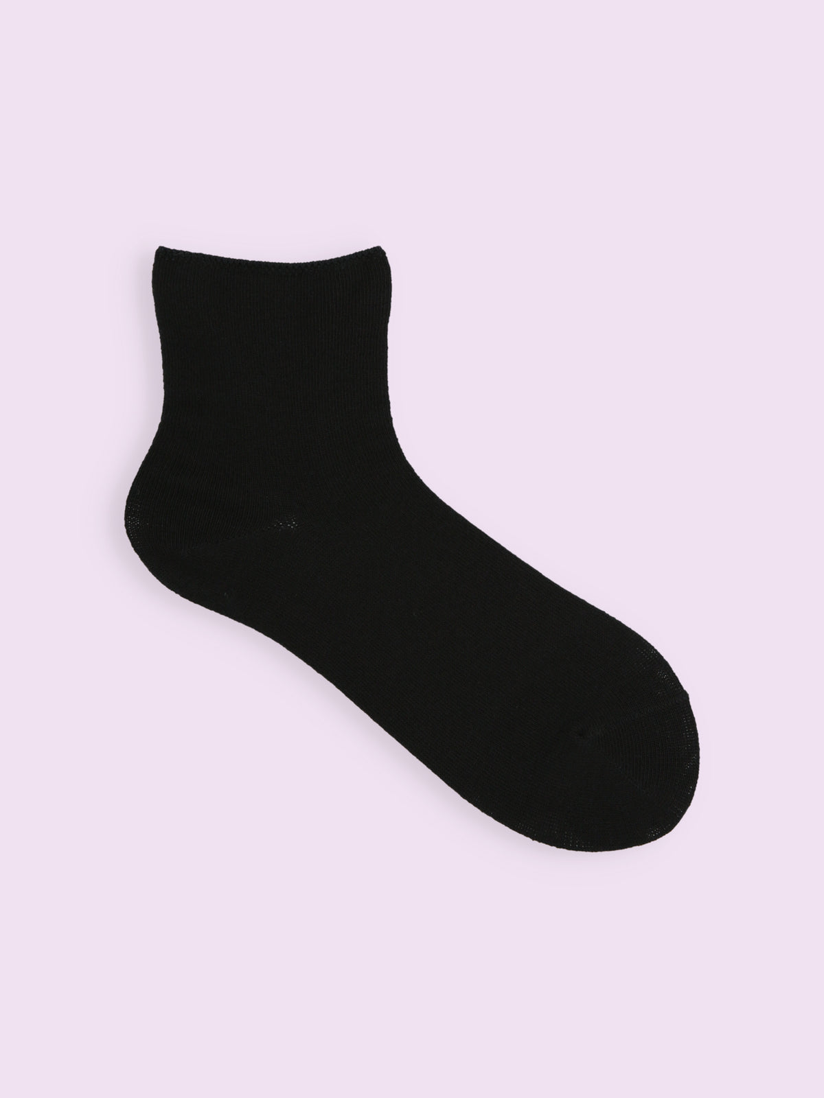 【3足1,485円】履き口ゆったり無地ベタショートソックス - クロ