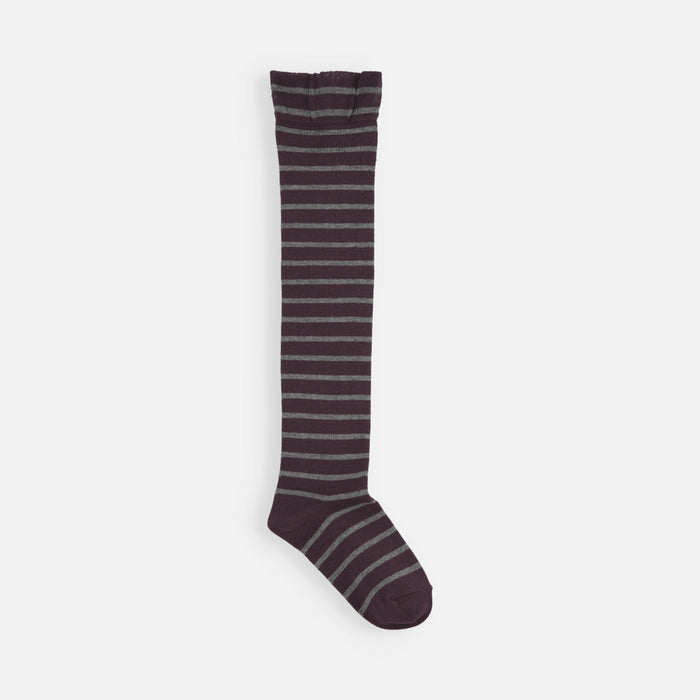 【キッズ】ピンボーダーオーバーニーソックス / 16-18cm