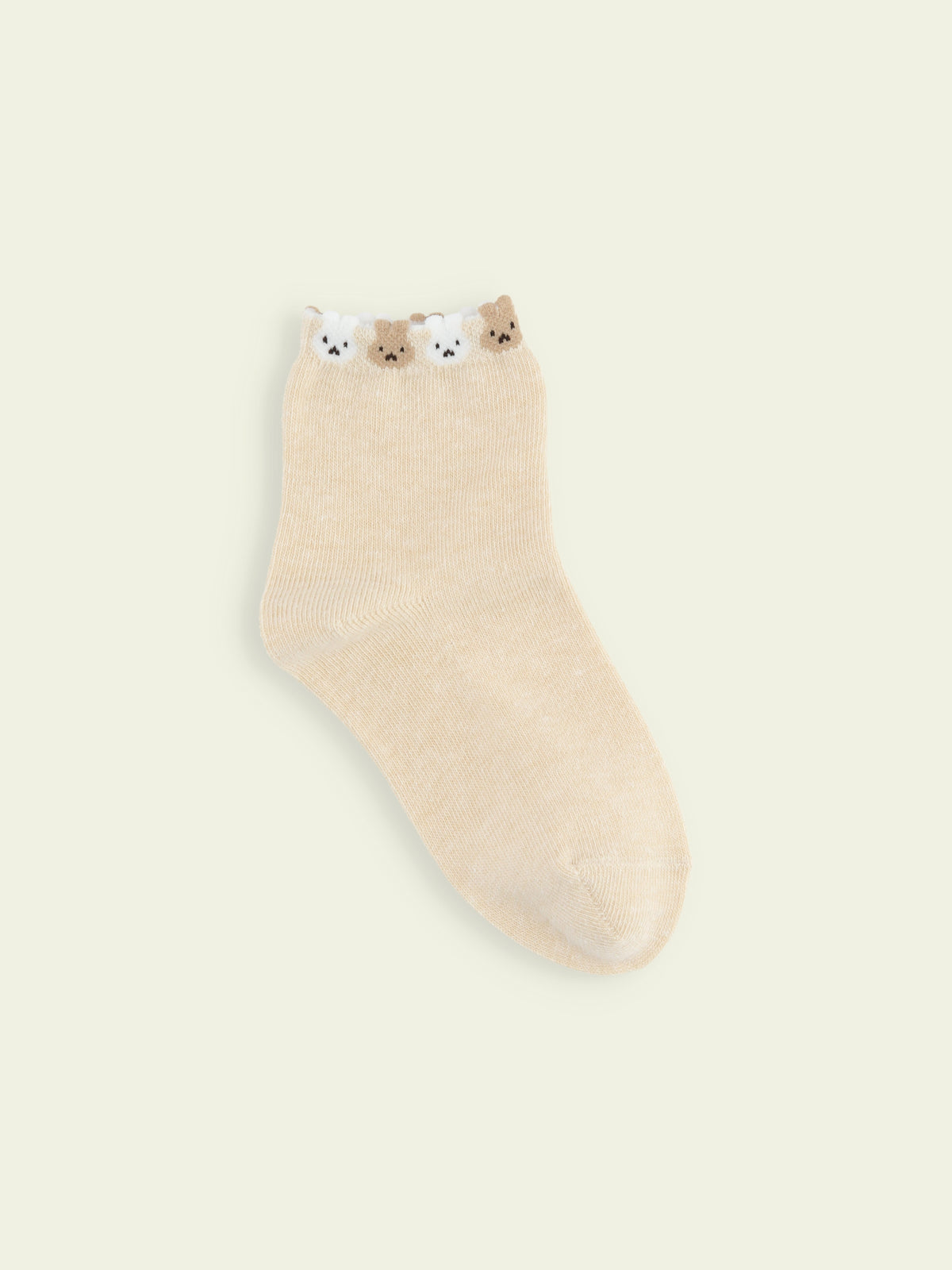 【3足1,485円】キッズ 履き口たっぷりうさちゃんショートソックス / 13-15cm - ベージュ