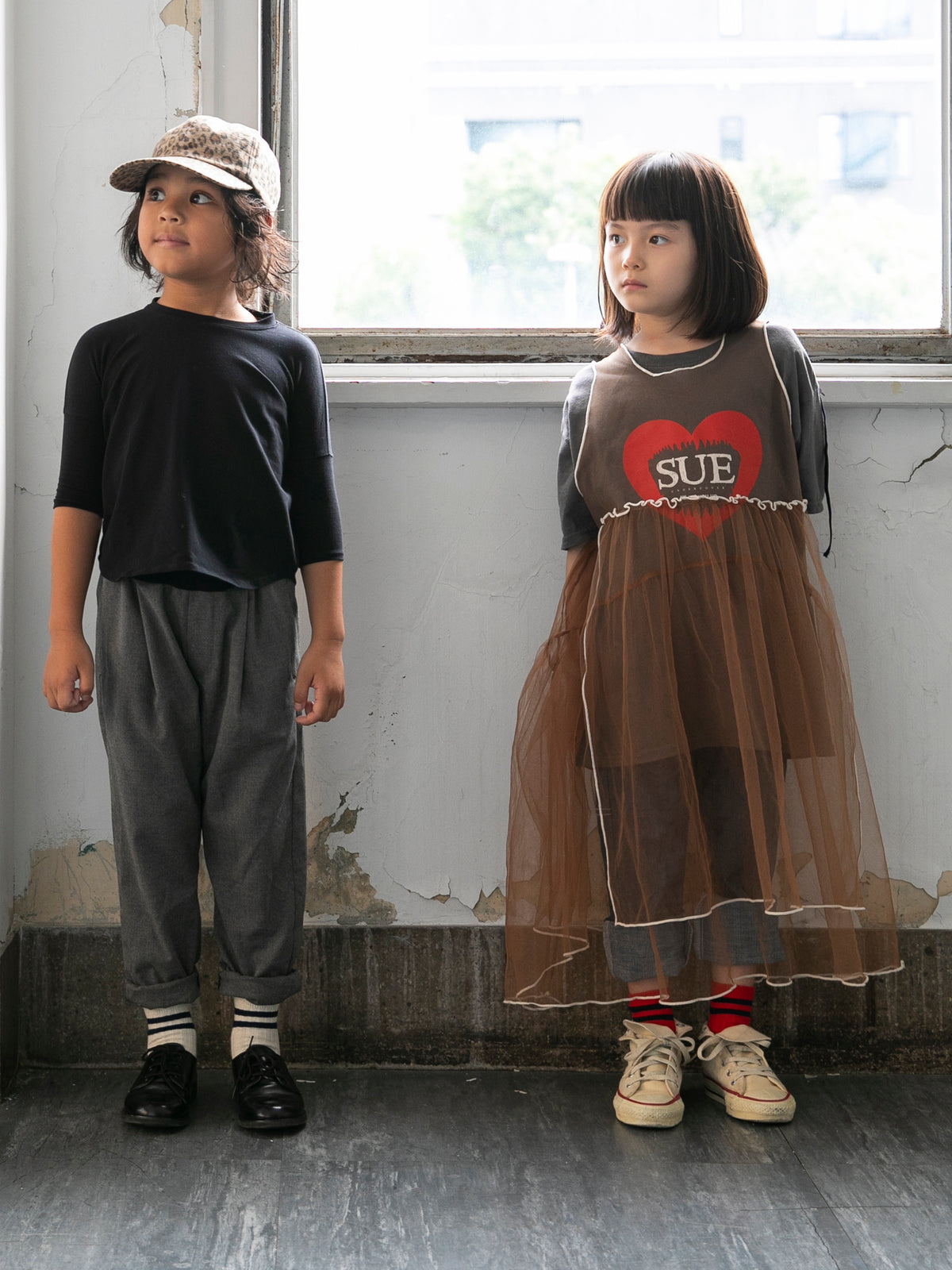 【キッズ】綿混リブ2本ラインショートソックス / 16-18cm - アカ+ネイビー