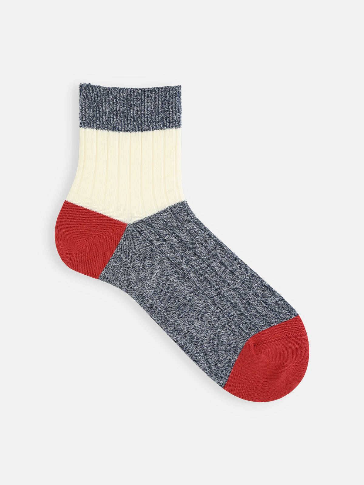 【Tabio MEN】お洒落見えする綿リブカラーパネルショートソックス(27.0～29.0cm)