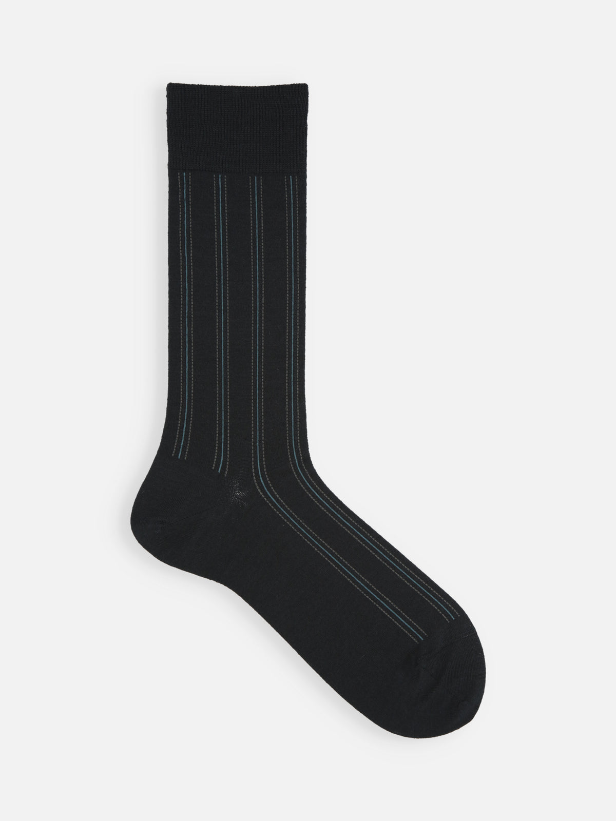 【Tabio MEN】ウールナイロンストライプソックス(27.0～29.0cm) - クロ