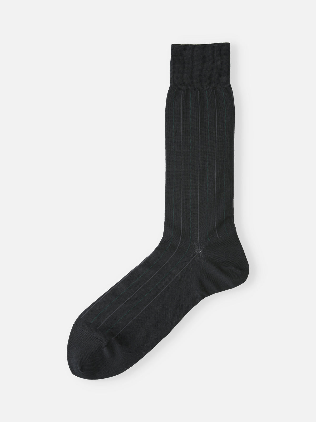 【Tabio MEN】 連続シルケットストライプソックス(23.0～25.0cm) - チャコール+グリーン