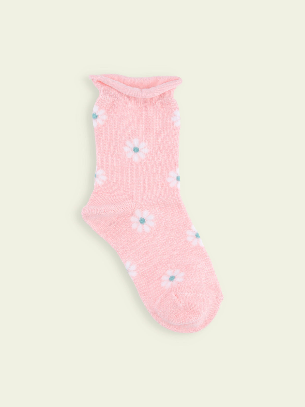 【3足1,485円】キッズ くるくるワッフル花柄ショートソックス / 16-18cm - ピンク