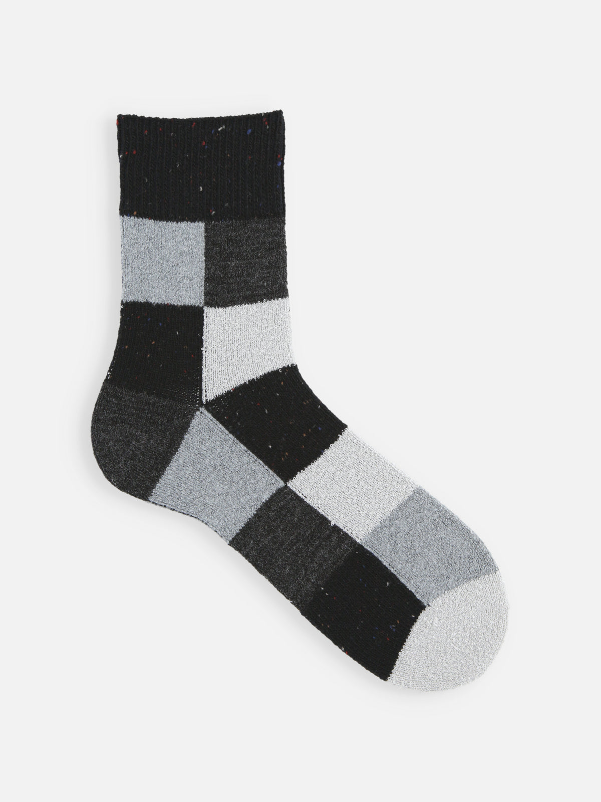 【Tabio MEN】ウールネップ異素材ブロックショートソックス