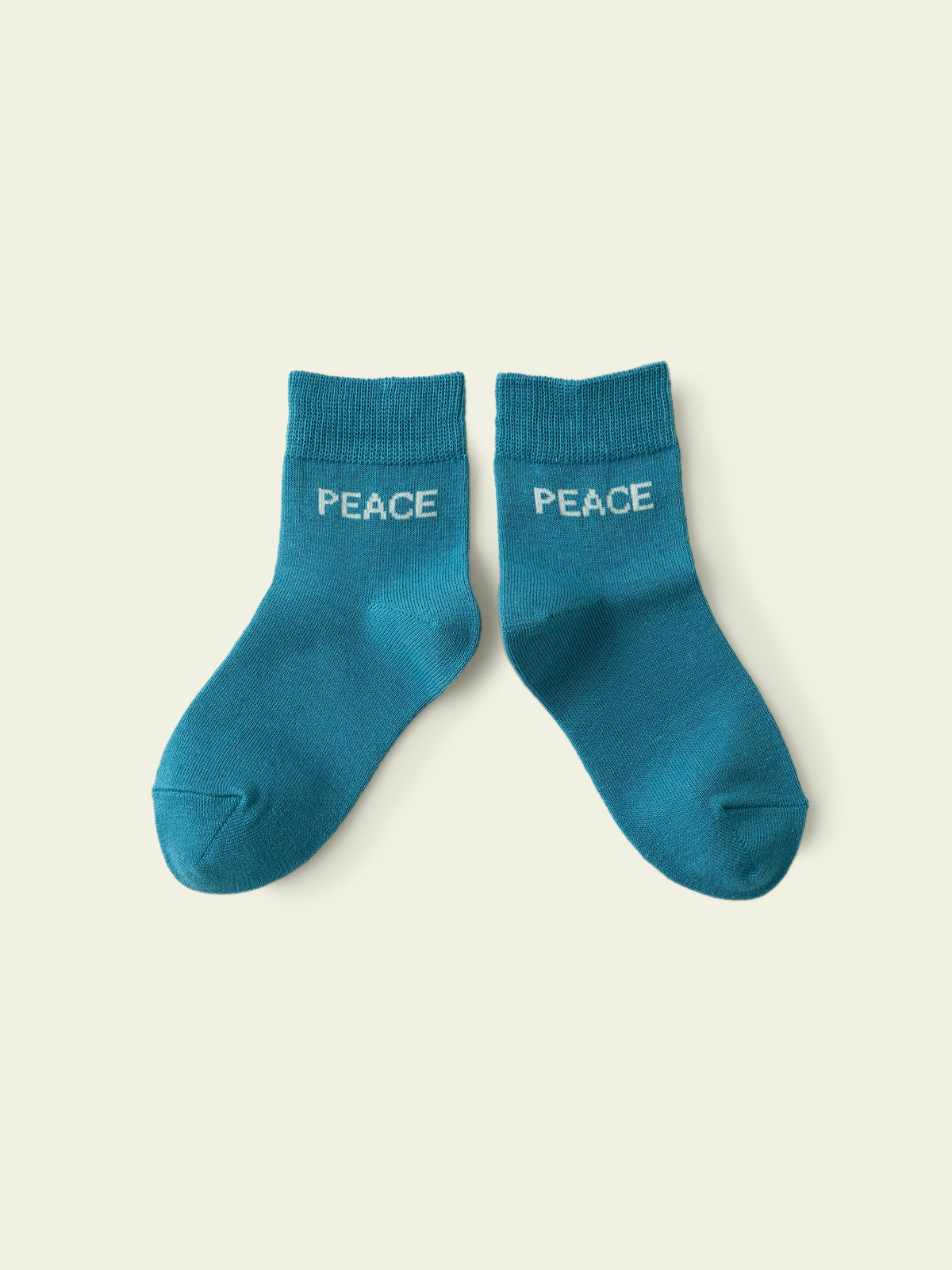 【3足1,485円】キッズ いろいろロゴソックス / 13-15cm - エメラルドグリーン+PEACE