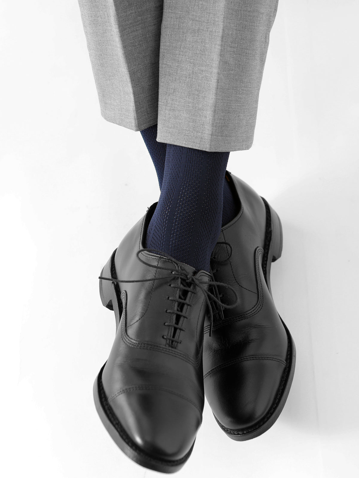 【Tabio MEN】軽い・涼しい・吸水・速乾 足裏までメッシュソックス/FULL MESH - ネイビー