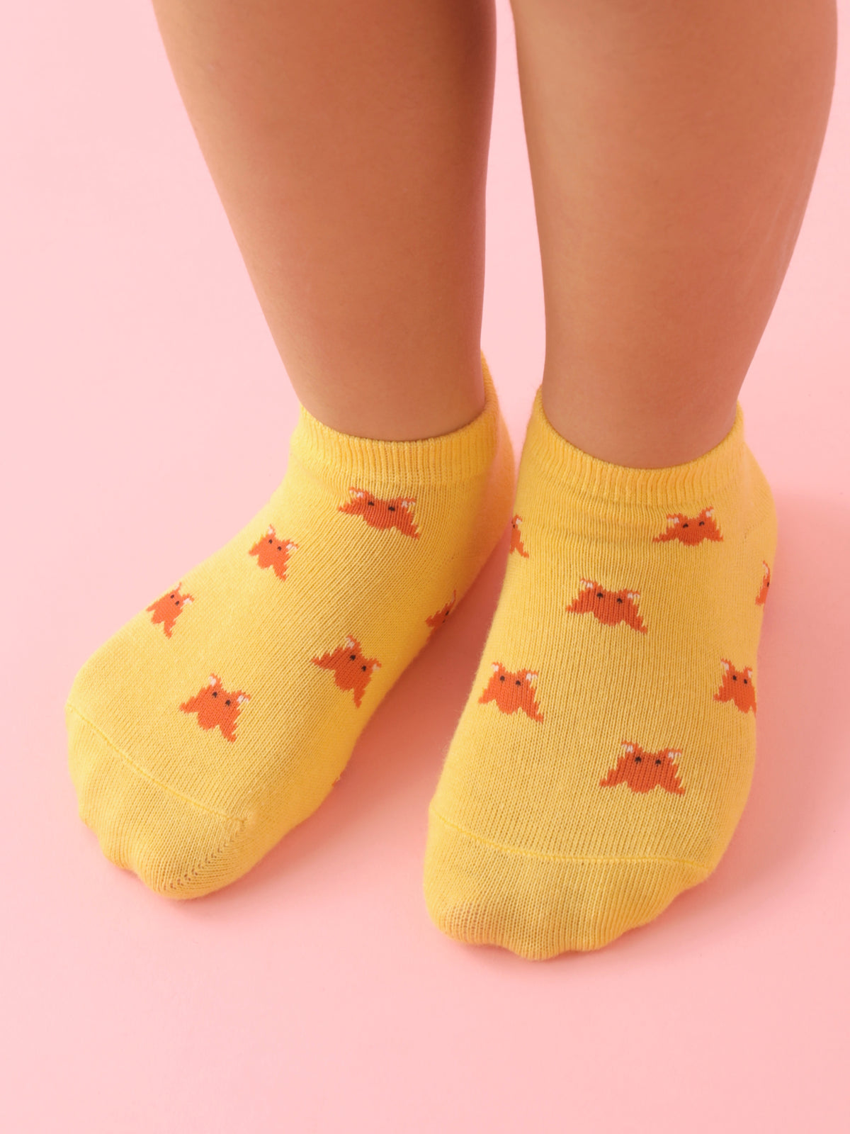 【3足1,485円】キッズ 海の生き物スニーカー丈ソックス / 16-18cm - イエロー+メンダコ