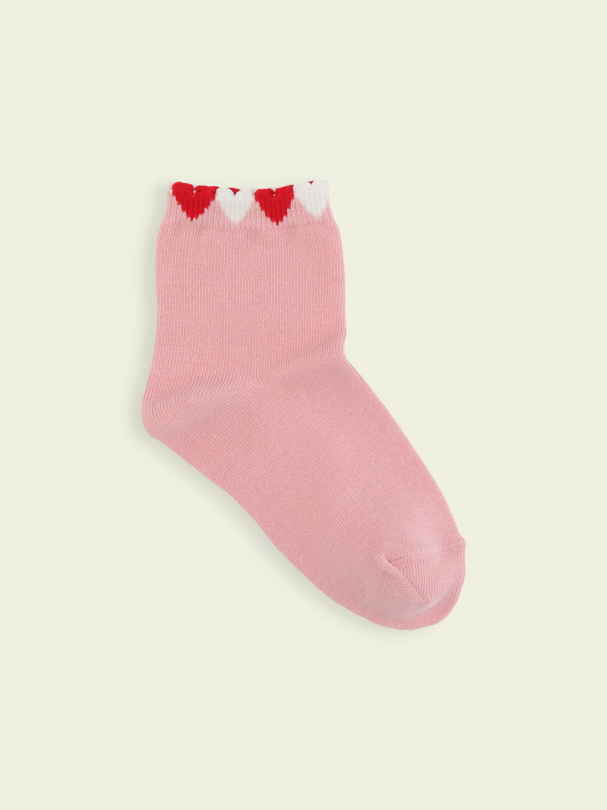 【3足1,485円】キッズ 履き口たっぷりハートショートソックス / 13-15cm - ピンク