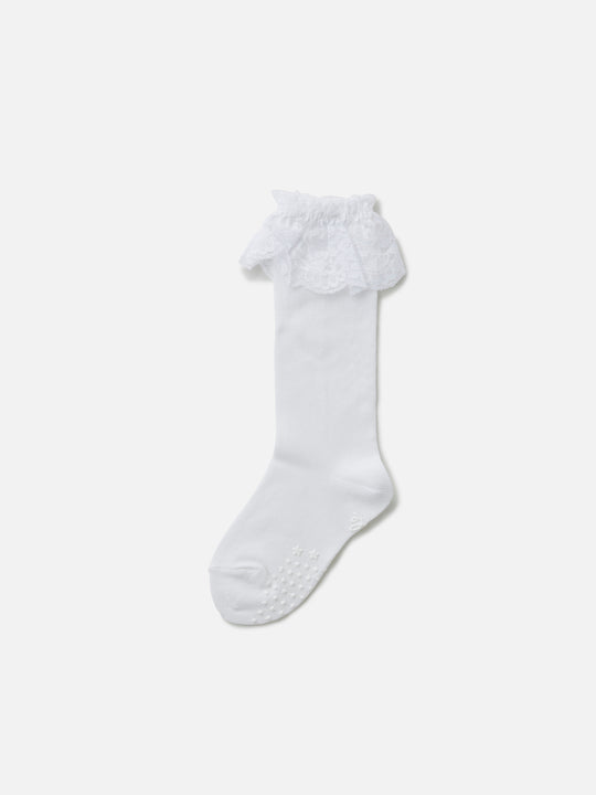 【キッズ】レース付ハイソックス / 13-15cm