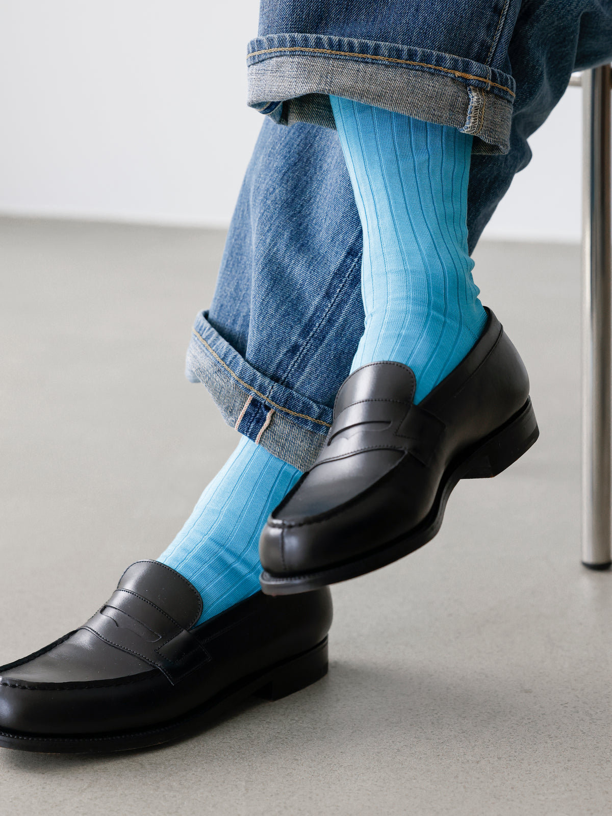 【Tabio MEN】表糸綿100％リブレギュラーソックス(25.0cm)