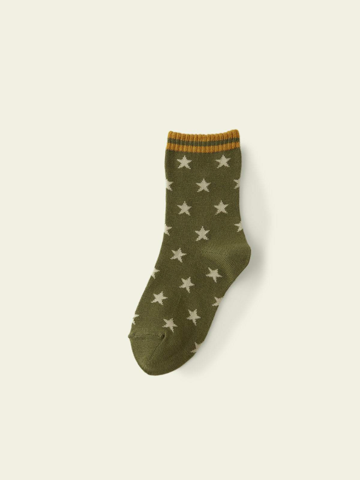 【3足1,485円】キッズ ライン星柄ソックス / 13-15cm - カーキ
