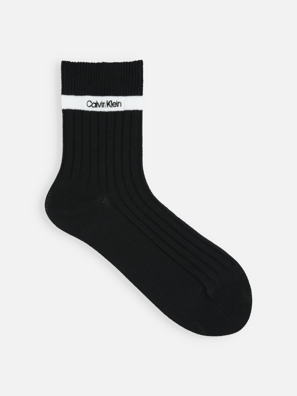 Calvin Klein 刺繍ラインショートソックス - クロ