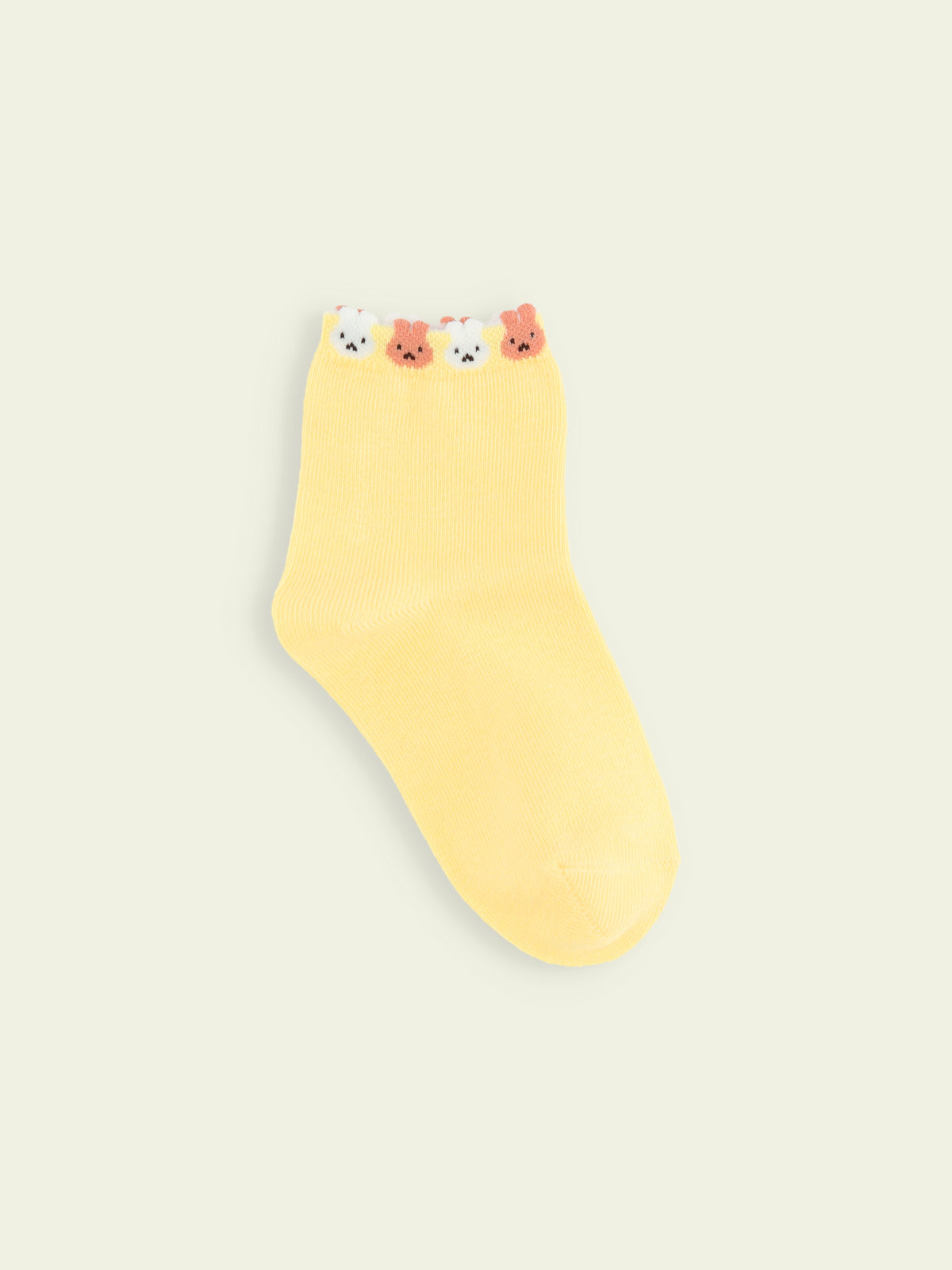 【3足1,485円】キッズ 履き口たっぷりうさちゃんショートソックス / 13-15cm - クリーム